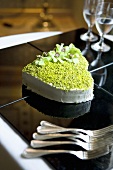 A heart-shaped pistachio cake for Valantine's Day