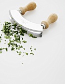 Chopped parsley with mezzaluna