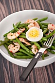 Bean and prawn salad with egg