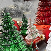 Small glass Christmas trees (table decorations)