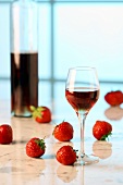 Strawberry wine in glass
