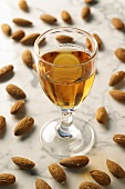 Amaretto and scattered almonds