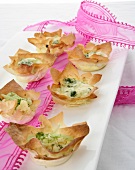 Gorgonzola and fennel in filo pastry shells