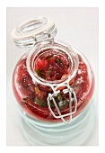 Strawberry chutney with ginger and mint