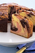 Marble cake, a slice cut