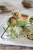 Cucumber-wrapped chicken meatballs, Vietnamese style