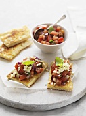 Flatbread topped with tomato salsa and feta