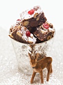 Nut brownies with cranberries for Christmas
