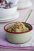 Pasta with white cabbage, sesame and cinnamon