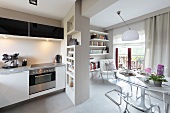 View into kitchen and living room