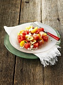 Tomato and watermelon salad with feta cheese