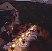People at table with wine, Neil Ellis Wines, Stellenbosch