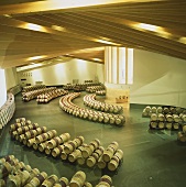 Weinkeller der Bodega Ysios, Laguardia, Rioja, Spanien