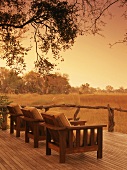 Wooden chairs on terrace