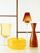 Still-life arrangement of glass vessels