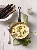 Black salsify in a cheese sauce
