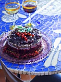 Chocolate cake with red berries
