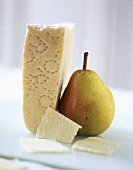 Peccorino cheese and a pear