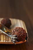 Rum truffles with a chocolate crust