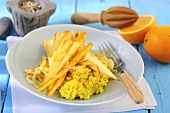 Parsnips in orange sauce with curried millet