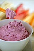 Beetroot dip with carrot sticks