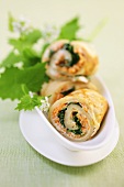 Crepe rolls filled with herbs