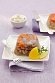 Pork and carrots in aspic