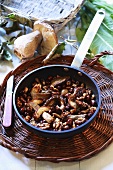 Pan-cooked ceps with nuts