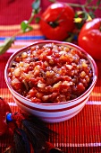 Tomato chutney in small bowl