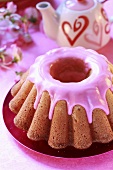 Ring cake with pink icing
