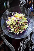 Cabbage salad with avocado and pomegranate seeds