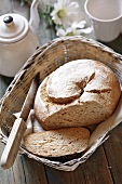 Rye bread in bread basket