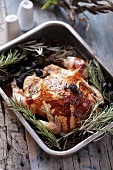 Roast chicken with olives and rosemary