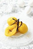 Pears with saffron in vanilla custard for Easter