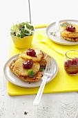 Barbecued chicken fillet with pineapple and cranberry jam