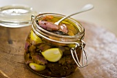 Pickled aubergine with garlic and rosemary