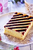 Piece of jam cheesecake