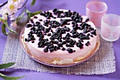 Blueberry cake with pink icing
