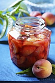 Peach compote in jar