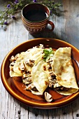 Pancakes with mushroom filling