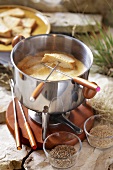Cheese fondue with white bread