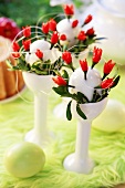 Eggs studded with chillies (Easter decoration)