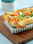 Salmon and avocado tart