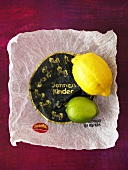 Lemon and lime on tissue paper wrapper