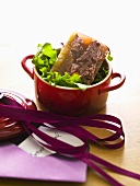 Duck in aspic in pot to give as a gift