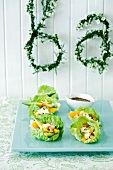 Lettuce leaves with avocado and nut filling (appetisers)
