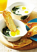 Oeufs en cocotte with cream and spinach
