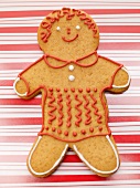 Gingerbread lady on striped background