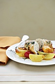 Chicken roulades with potato wedges