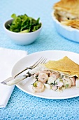 Seafood pie with filo pastry crust